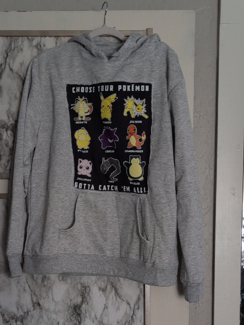 Pokémon Graphic Pullover Hoodie - Light Gray Custom Sewn One Of One